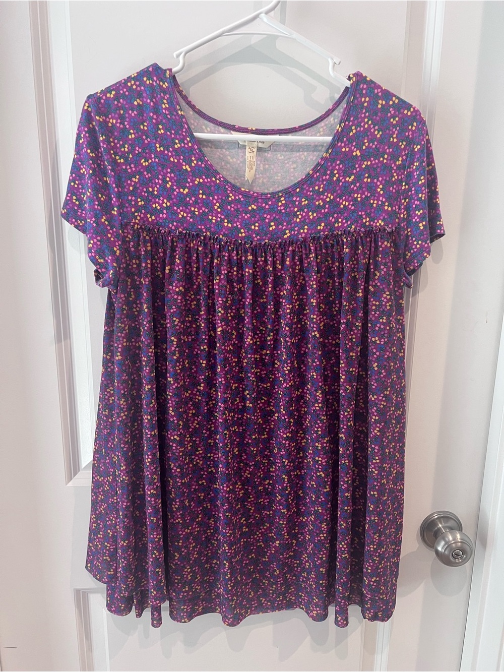Matilda Jane Purple Floral Short-Sleeve Top Size Medium